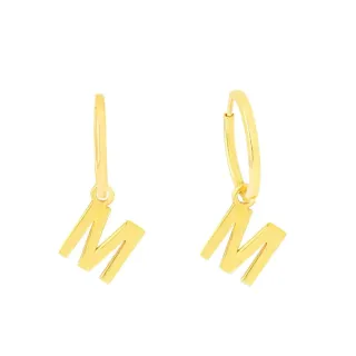Brinco argola com pingente letra ouro 18k (escolha)