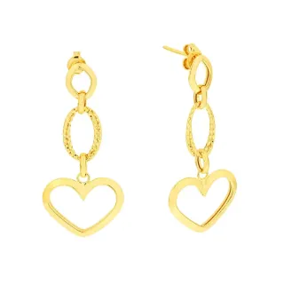 Brinco argola de coração oco ouro 18k love