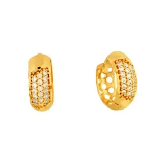 Brinco Argola De Ouro 18k Com Pedras Zircônias