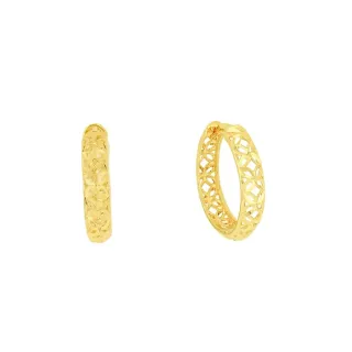 Brinco argola de ouro 18k flores elegance