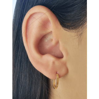 Brinco de ouro 18k oval fio retangular m