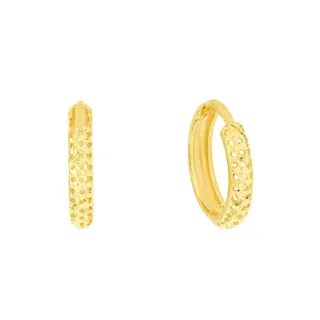 Brinco argola de ouro 18k redonda face diamantada