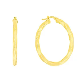 Brinco argola de ouro 18k redonda torcida 38mm ella
