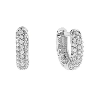 Brinco argola de ouro branco cravejada