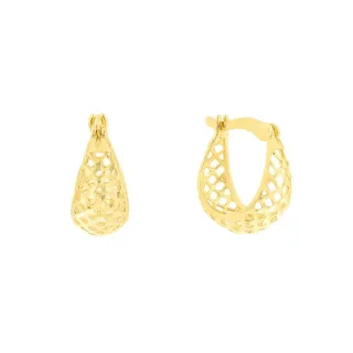 Brinco argola de ouro pequena rendada 