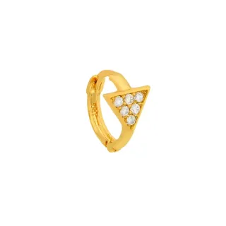 Brinco argola piercing de ouro 18k triângulo com pedras