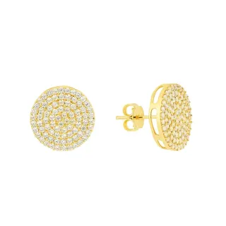 Brinco chuveiro de ouro 18k cravejado 