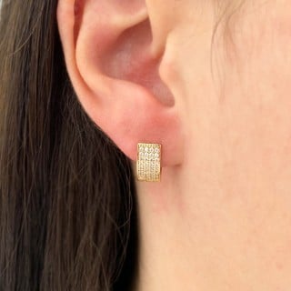 Brinco argola cravejado ouro 18k pequeno