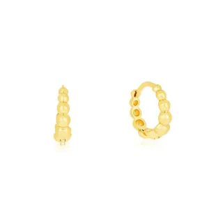 Brinco de argola de ouro 18k bolinhas 2o furo M