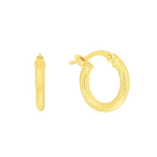 Brinco de argola de ouro 18k trançado trava