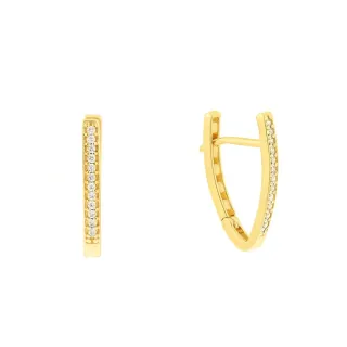 Brinco de argola de ouro cravejada triangular