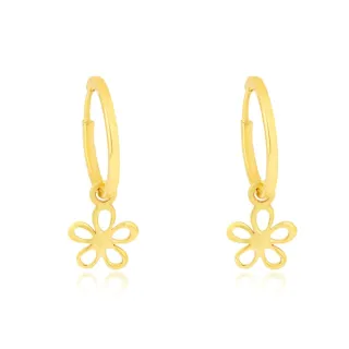 Brinco de argola infantil com pingente flor