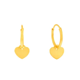 Brinco de argola infantil de ouro 18k coração