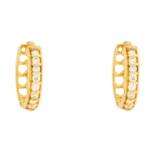 Brinco de argola mini ouro 18k pedras