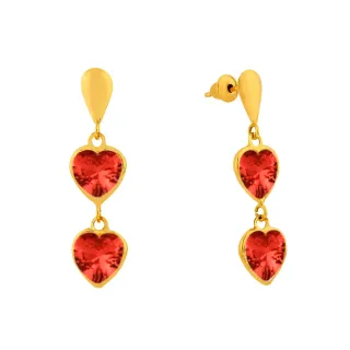Brinco de coração de ouro 18k vermelho