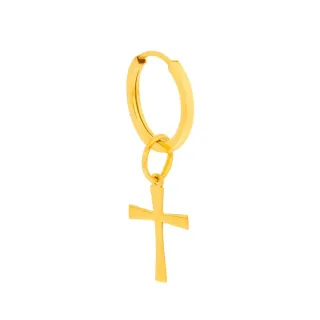 Brinco de cruz masculino ouro 18k UMA PEÇA