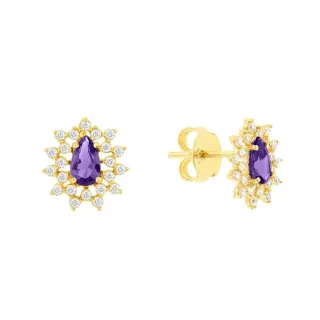 Brinco de zircônia roxa ouro 18k Hill Collection