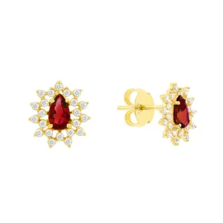 Brinco de diamante e rubi gota ouro 18k Hill collection