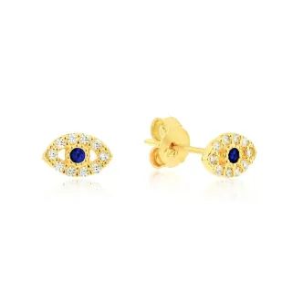 Brinco de olho grego ouro 18k cravejado