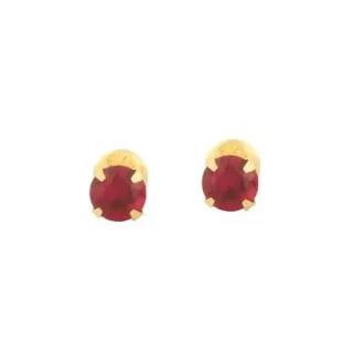 Brinco de ouro 18k 4mm masculino / feminino zircônia vermelha