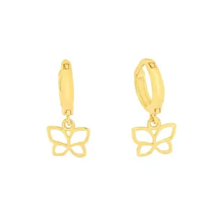 Brinco de ouro 18k argola borboleta P
