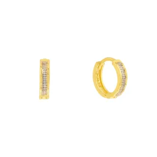 Brinco De Ouro 18k Argola Com Aplique De Ródio trabalhada