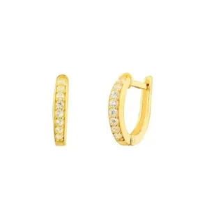 Brinco De Ouro 18k Argola Com Pedras Zircônias Cravejadas