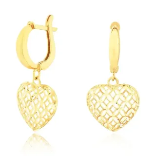 Brinco de ouro 18k argola com pingente de coração