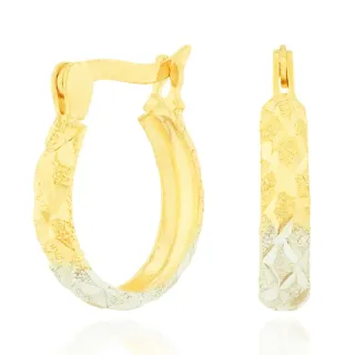 Brinco de ouro 18k argola diamantada em ouro amarelo branco e rose