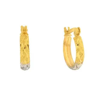 Brinco de ouro 18k argola face fosca com ouro branco, amarelo e rosê