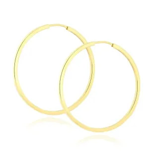 Brinco de ouro 18k argola fio quadrado 1mm
