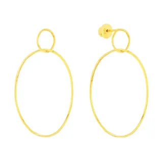 Brinco De Ouro 18k Argola Grande central Oval vazada