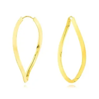 Brinco de ouro 18k argola oval torcida grande – fio 3mm