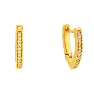 Brinco de ouro 18k argola pequena triângular
