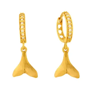 Brinco de ouro 18k argola rabo de baleia Maori