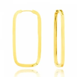 Brinco de ouro 18k argola retangular com cantos arredondados – fio 2mm