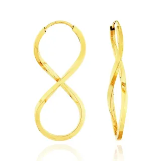 Brinco de ouro 18k argola símbolo do infinito fio 1,3mm
