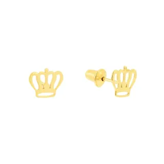 Brinco de ouro 18k bebê infantil ou segundo furo coroa