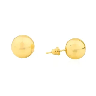Brinco de ouro 18k bola 10mm BR103