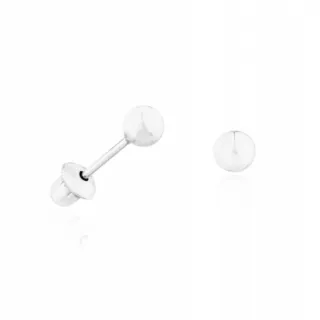 Brinco de ouro 18k bola 3mm em ouro branco