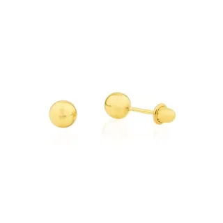 Brinco De Ouro 18k Bola 4mm