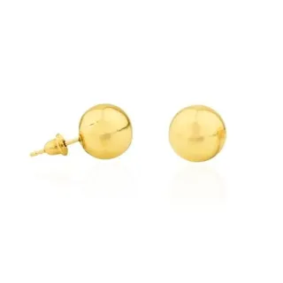 Brinco De Ouro 18k Bola 9mm