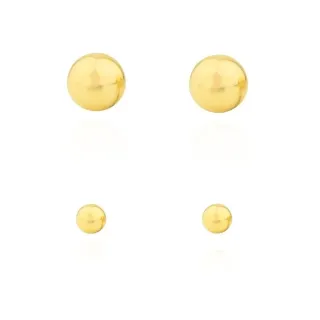 Brinco de ouro 18k bola par 5mm + 2,5mm