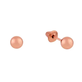 Brinco de ouro 18k bolinha 3mm rosê