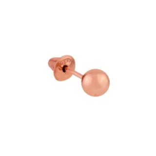 Brinco de ouro 18k bolinha 3mm rosê UMA PEÇA 