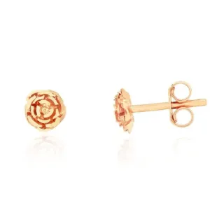 Brinco de ouro 18k botão de rosa em ouro rosê
