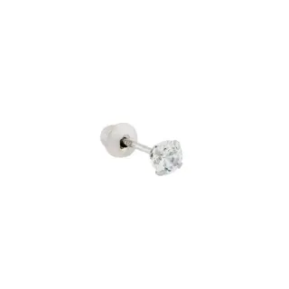 Brinco de ouro 18k branco pedra 3mm UMA PEÇA