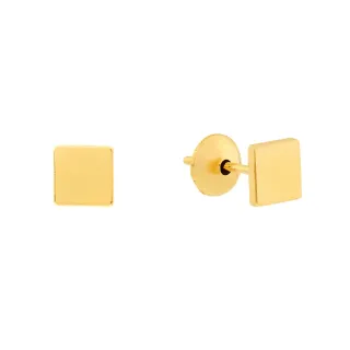 Brinco de ouro 18k chapa quadrado