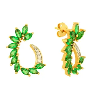 Brinco de ouro 18k coleção Vert pedras Verdes