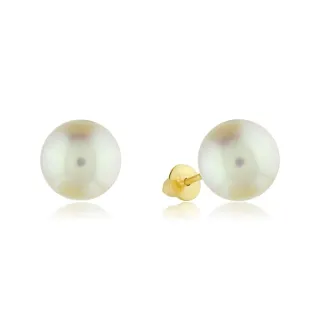 Brinco De Ouro 18k Com Pérola 7mm